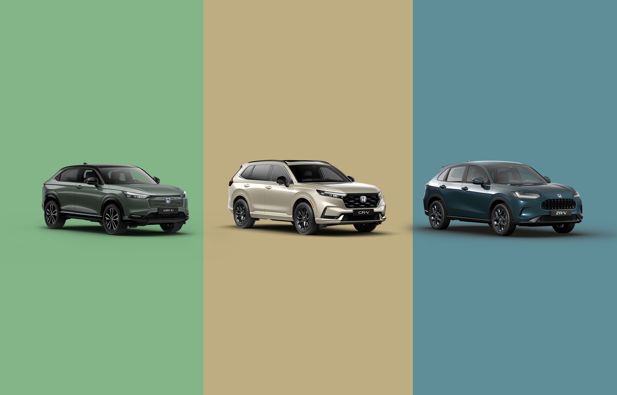 Gamme SUV Honda – HR-V, CR-V et ZR-V présentés par le Garage Majestic SA à La Tour-de-Trême, concessionnaire Honda dans le canton de Fribourg.